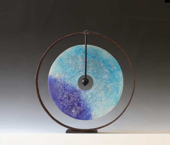Gong Mer de Corail - Pâte de cristal/acier patiné ø 48 cm