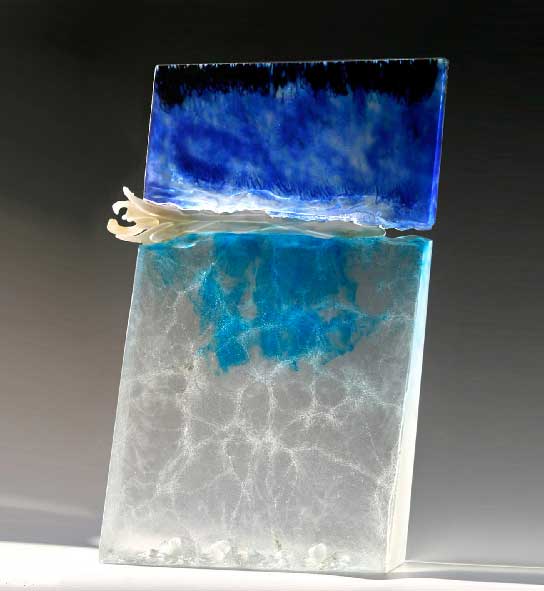 Ballade sur le Récif - Pâte de cristal/raku de grès 44 x 35 cm