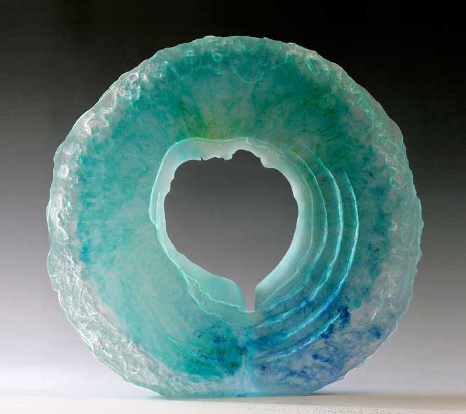 L'oeil de Neptune - Pâte de cristal/raku de grès 31 x 24 cm